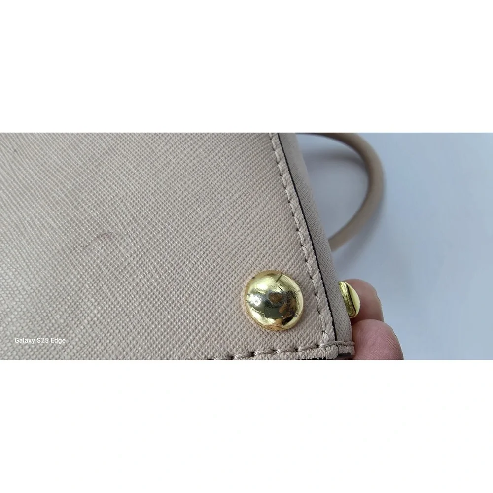 Michael Kors Selma Studded Saffiano Leather Tote Bag Blush Pink Gold Hardware